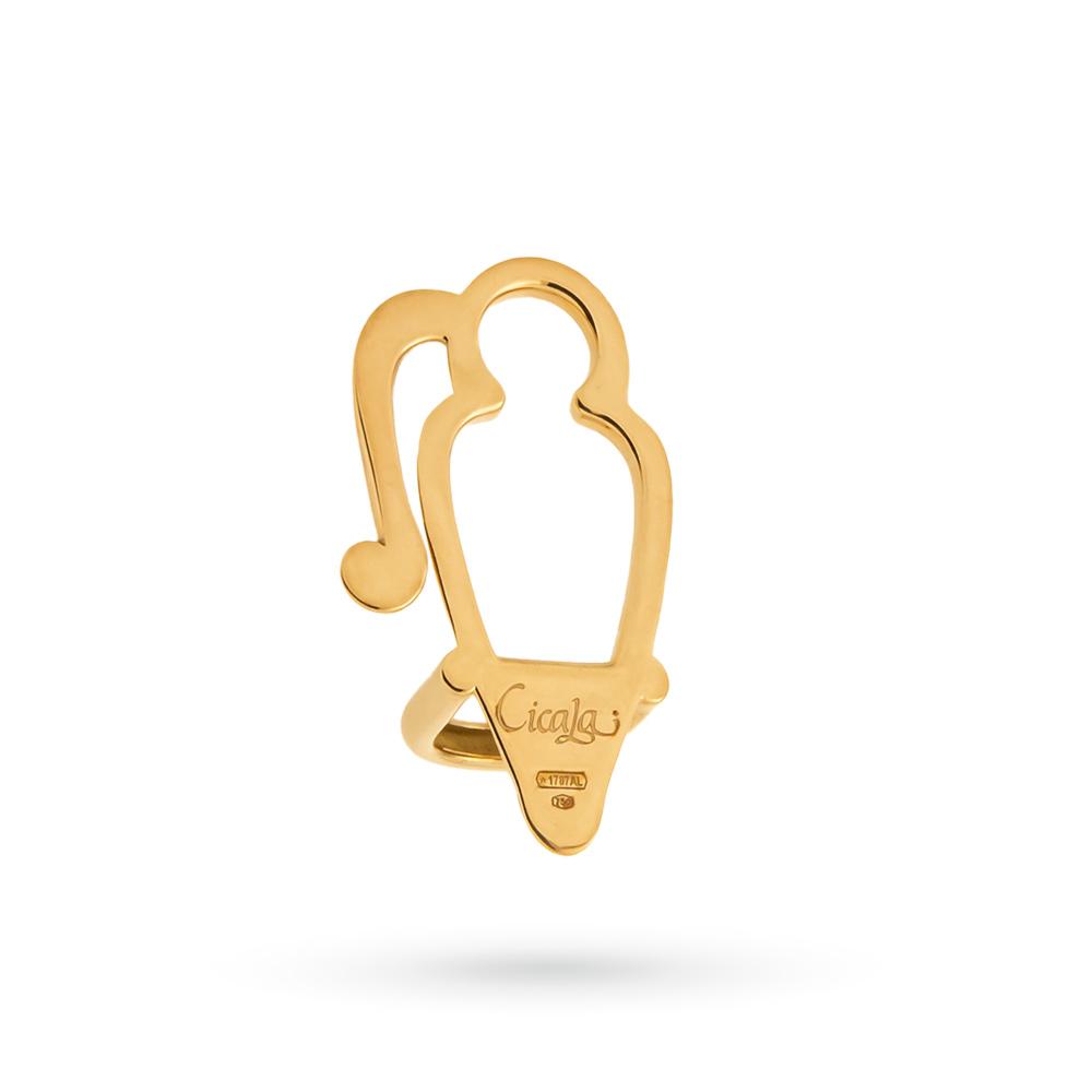  WithThee glasses holder in 18kt yellow gold and black enamel - CICALA