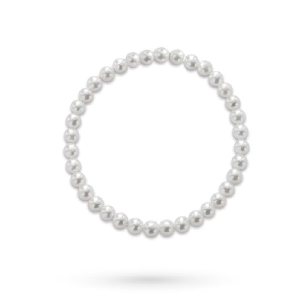 Elastic Lelune bracelet with 5,5- 6 mm white freshwater pearls - LELUNE