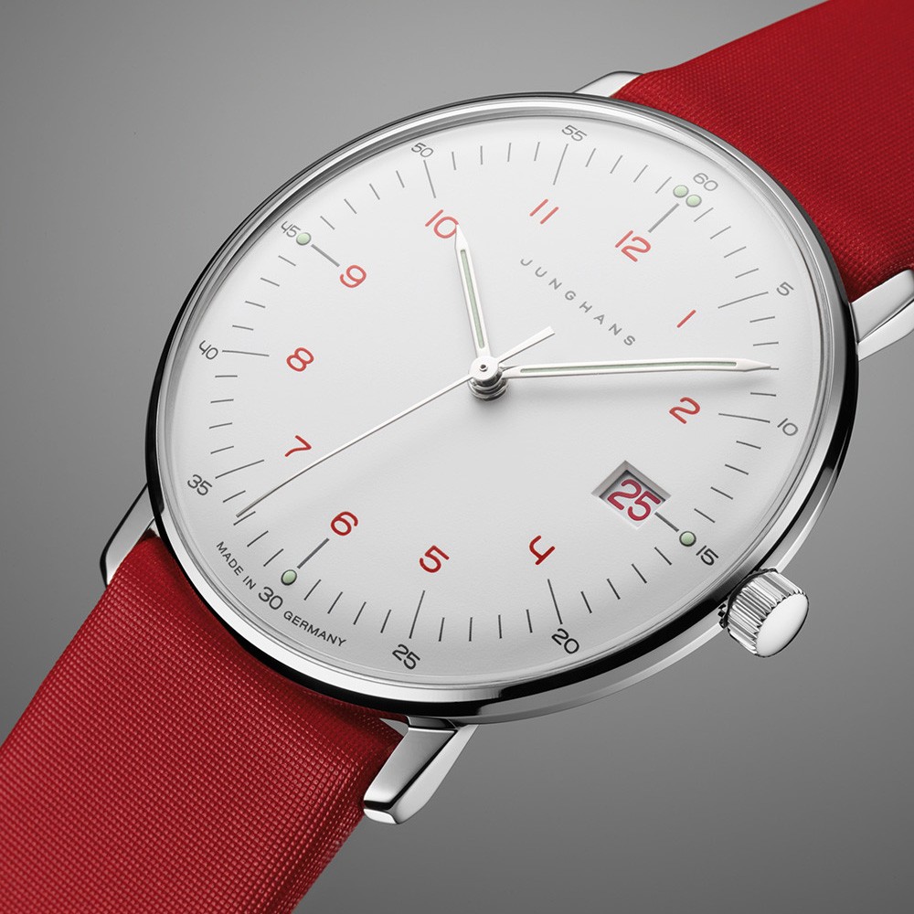  Junghans max bill Damen 47-4541.02 Bianco-Rosso 32,7 mm - JUNGHANS