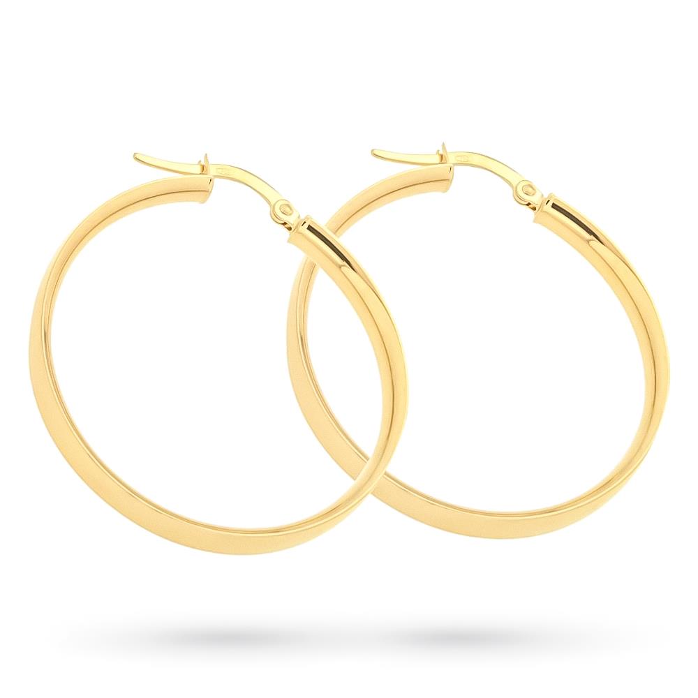 Yellow gold circle thick flat cane earrings Ø 3.00 cm - LUSSO ITALIANO