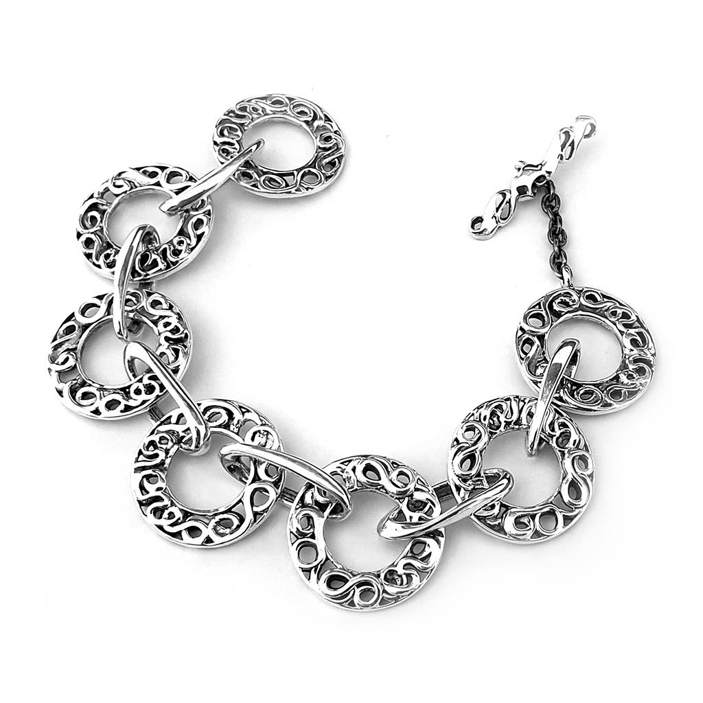 60cm burnished 925 silver bracelet with handmade embroidery - MARESCA OFFICINE ORAFE