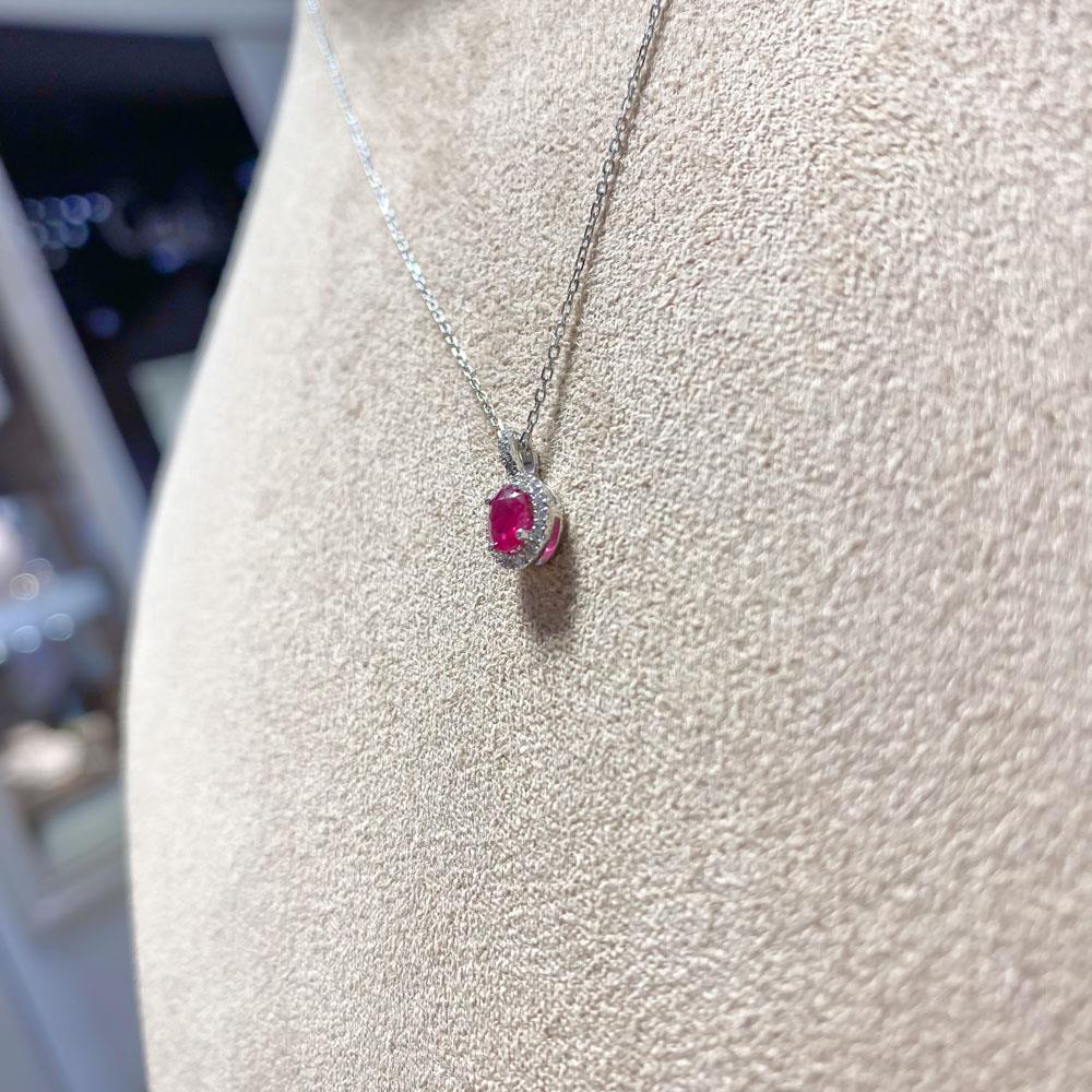  Girocollo oro bianco rubino ovale 0,47ct diamanti 0,10ct Mirco Visconti - MIRCO VISCONTI