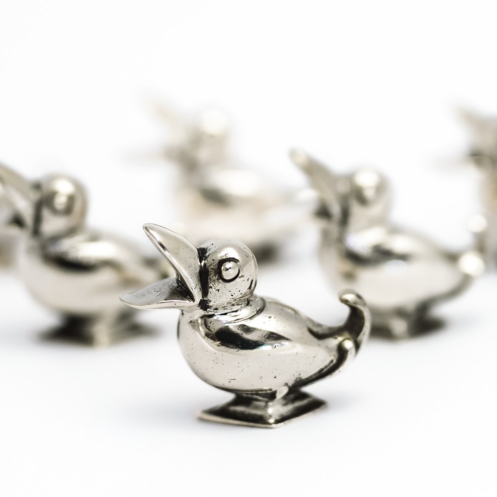 6 ducks place card holders 800 silver - 