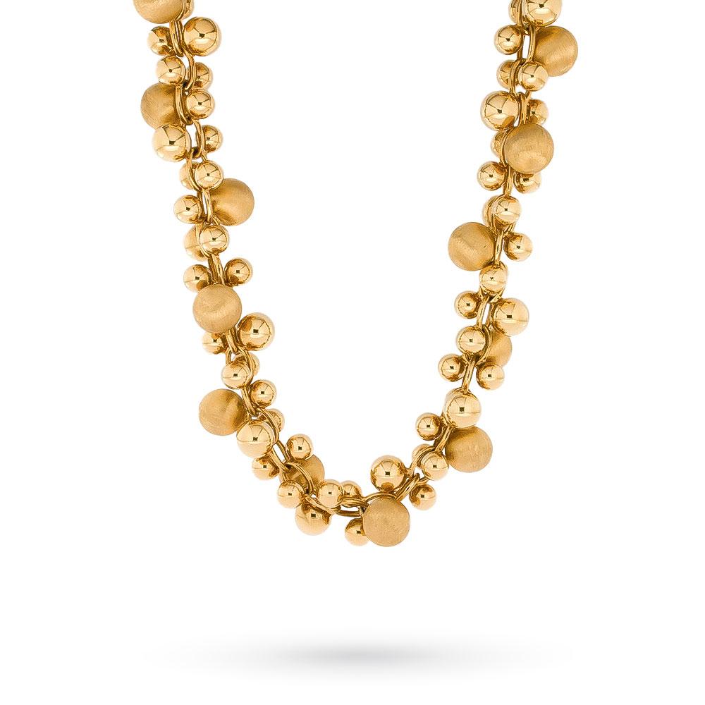 Girocollo grappoli di sfere oro giallo 18kt lucido-satinato - LUSSO ITALIANO