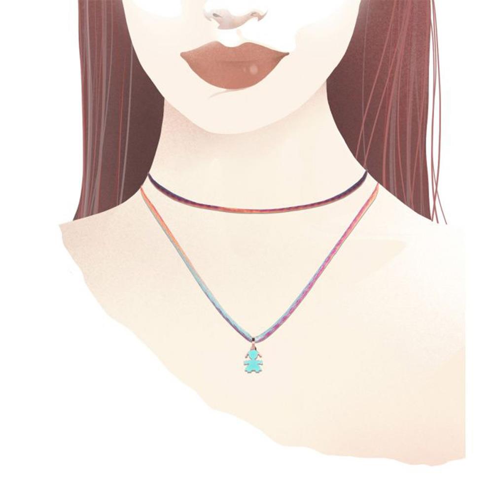  leBebe pendant LBB055-ACQ Classics girl rose gold aqua green enamel - LE BEBE