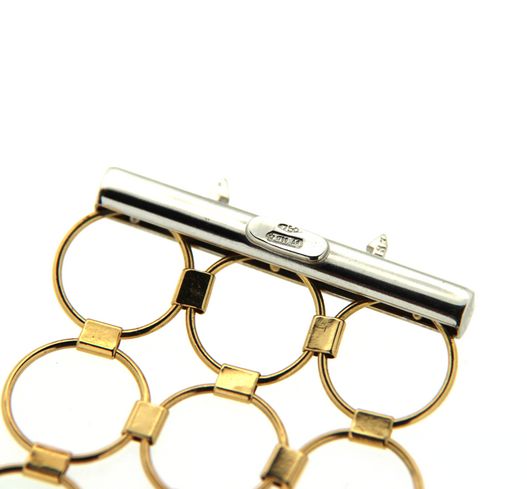  18kt yellow and white gold bracelet with three lines of rings - LUSSO ITALIANO