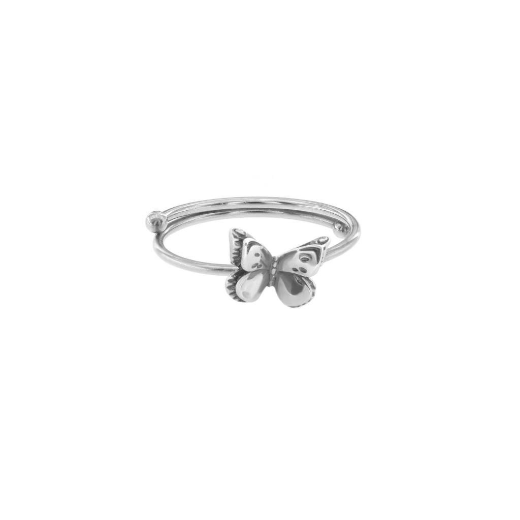 Butterfly ring adjustable in burnished silver - MAMAN ET SOPHIE