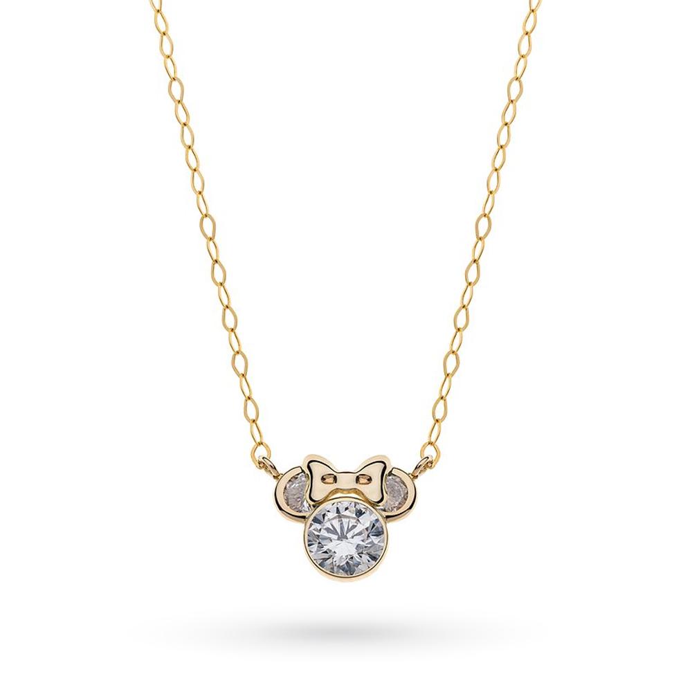 Collana bambina Disney Minnie oro giallo 9kt cristalli bianchi - DISNEY