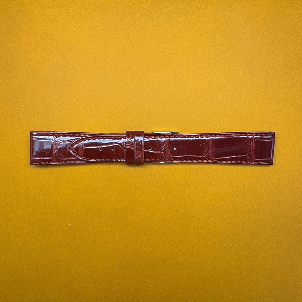 Cinturino per orologi realizzato in pelle di alligatore marrone