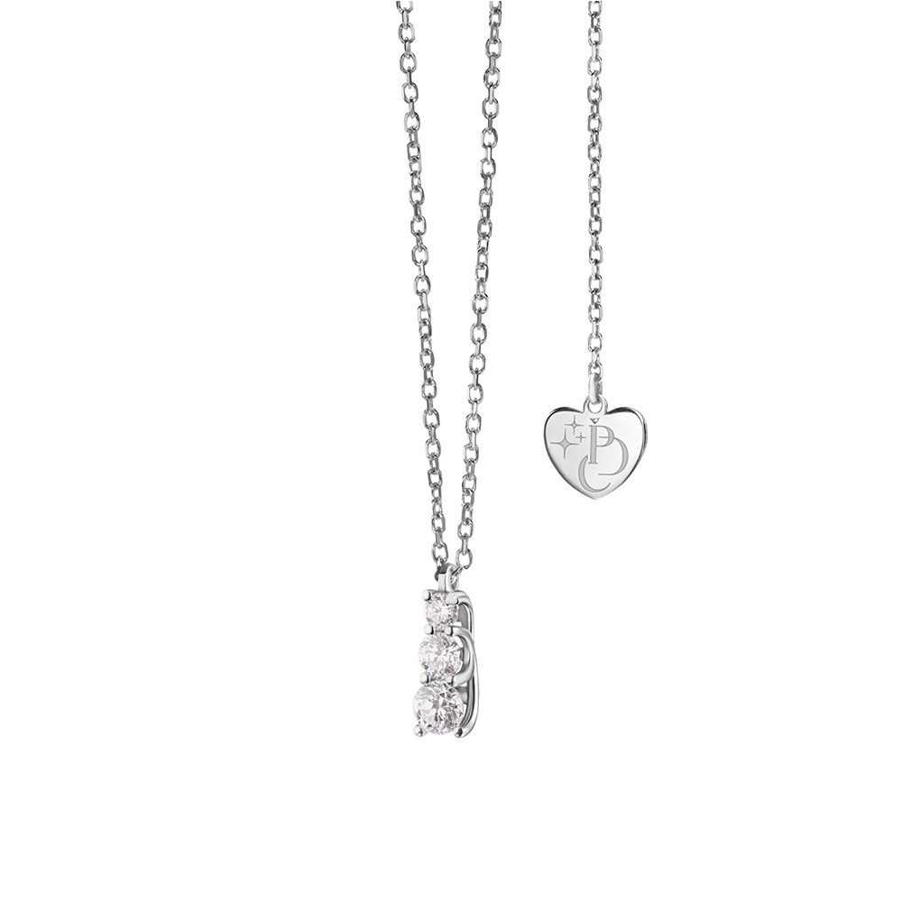 Girocollo trilogy valentino a scalare oro bianco cuore giallo 0,30 ct - PER DIRTI CHE