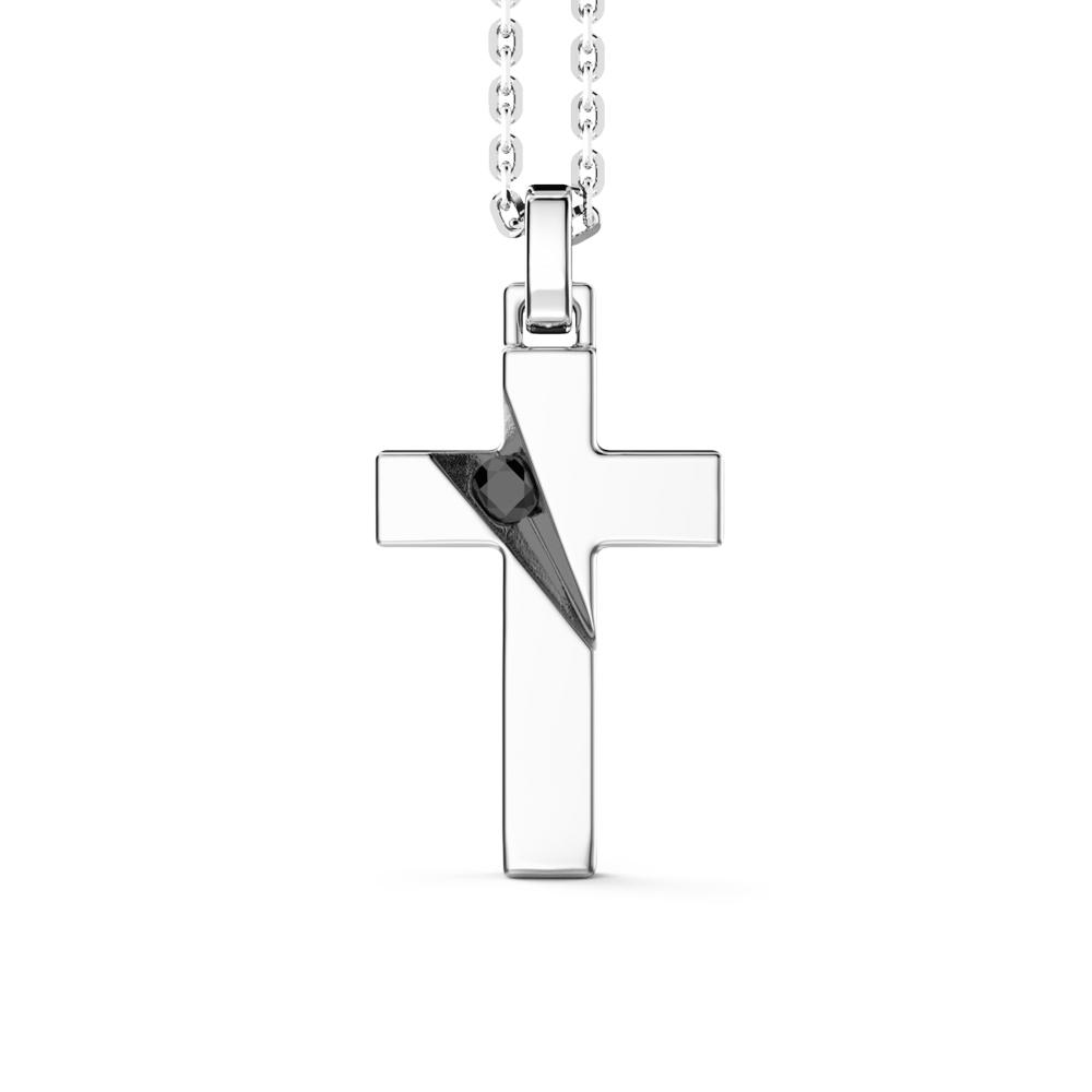 Zancan EXC503 necklace in silver with cross and black spinels - ZANCAN