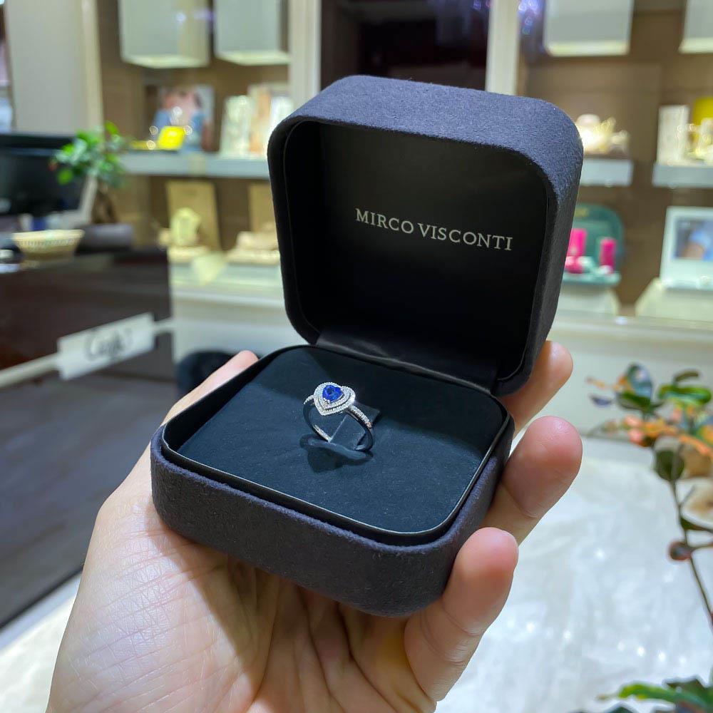  Anello zaffiro cuore 0,59ct doppio contorno diamanti 0,24ct Mirco Visconti - MIRCO VISCONTI