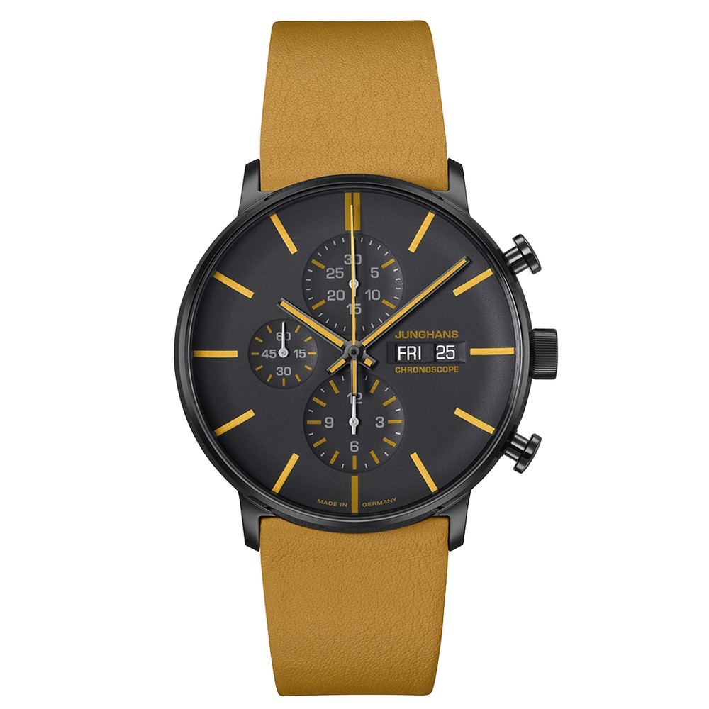 Junghans FORM A Chronoscope engl. Day 27-4372.01 Curry 32,7 mm - JUNGHANS