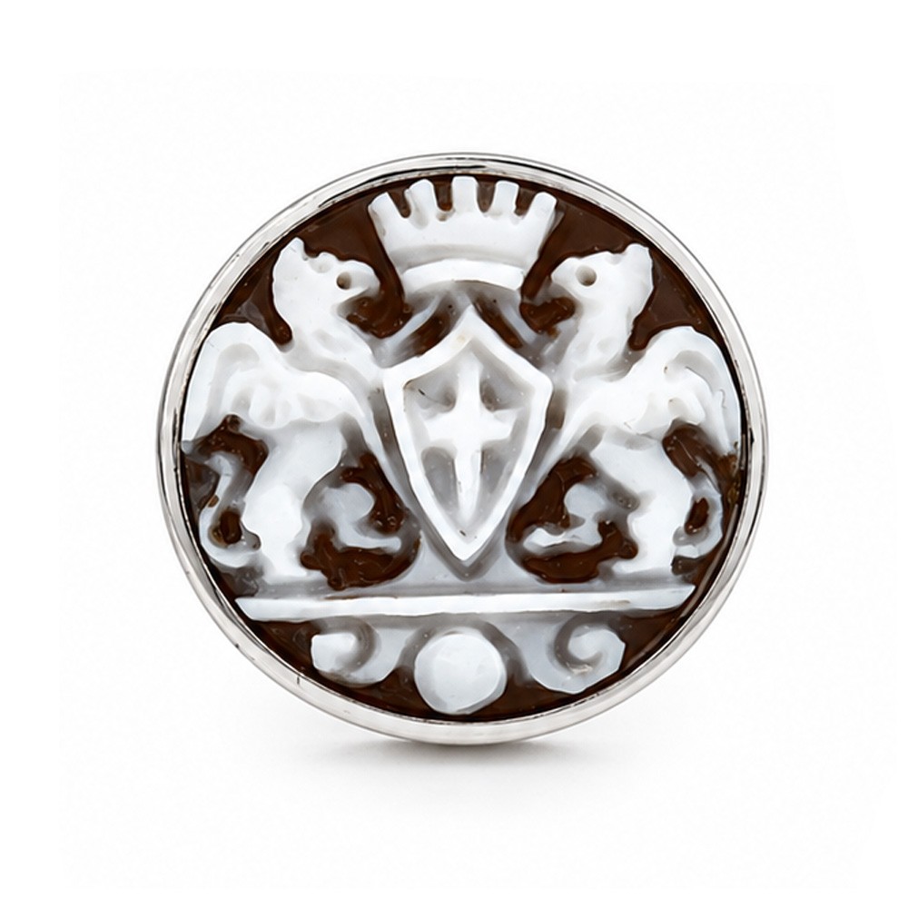 Spilla da Giacca in Argento e Cammeo con Stemma di Genova - CICALA