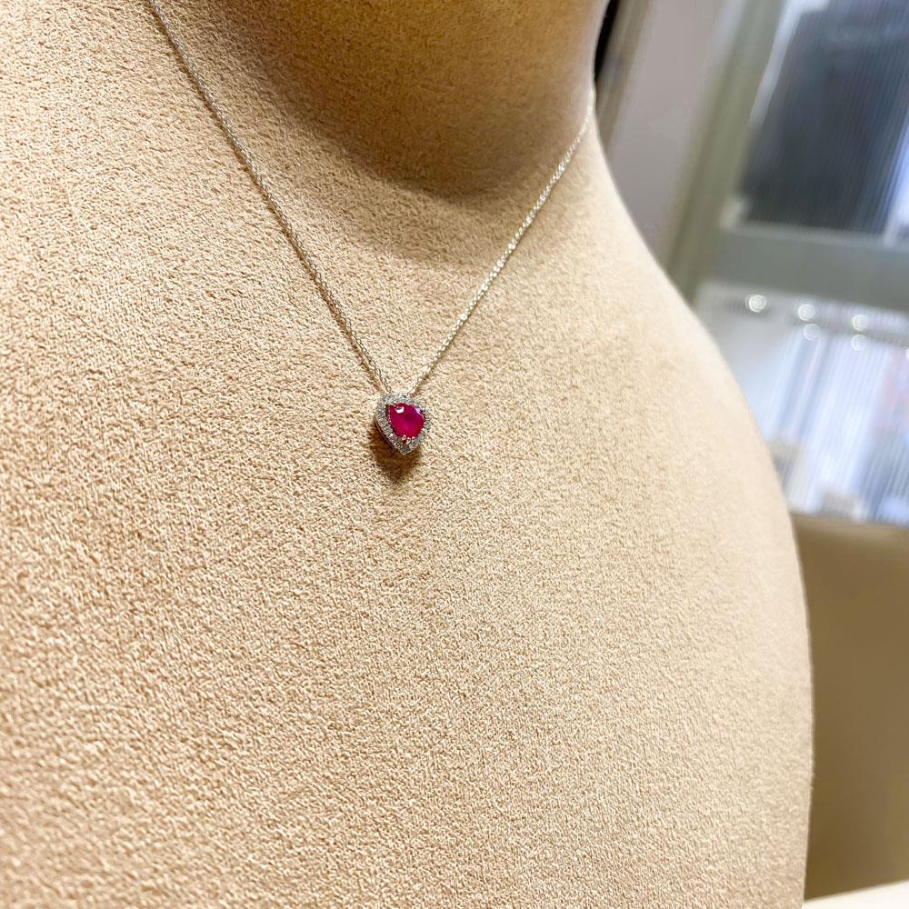  Girocollo oro bianco rubino cuore 0,51ct diamanti 0,08ct Mirco Visconti - MIRCO VISCONTI