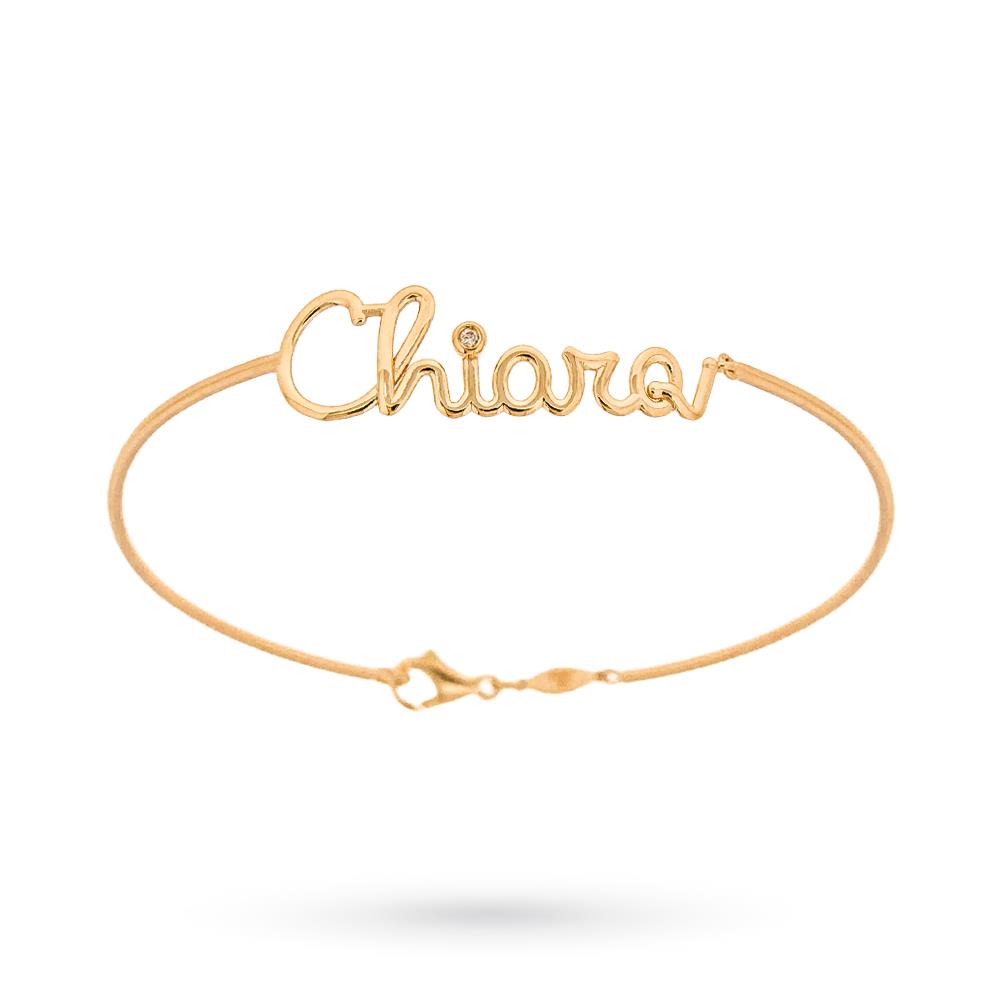 Bracciale personalizzato nome Chiara oro giallo 18kt diamantino - CICALA