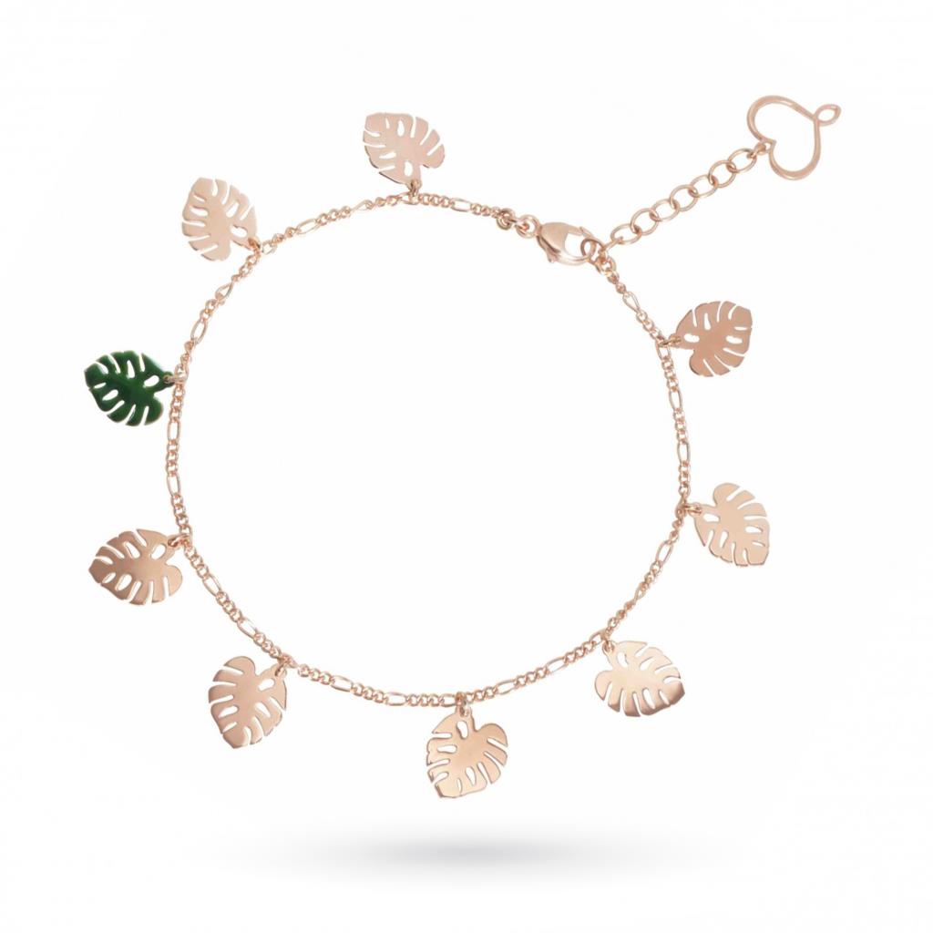 Bracelet with monstera leaves in 925 silver rose gold plated - MAMAN ET SOPHIE