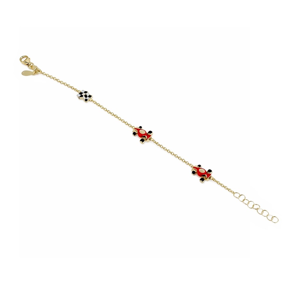 Bracciale bambino oro giallo 3 Ferrari smaltate 12-14 cm - LUSSO ITALIANO