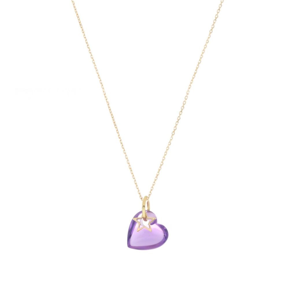Collana con Cuore Oro 18kt Quarzo Viola - MAMAN ET SOPHIE