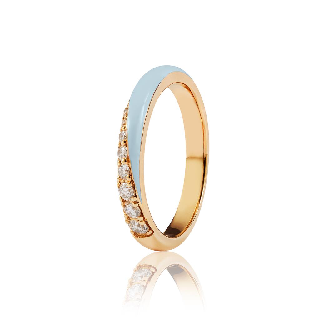 Yellow gold ring with blue enamel and 0.22 ct diamonds - RF JEWELS