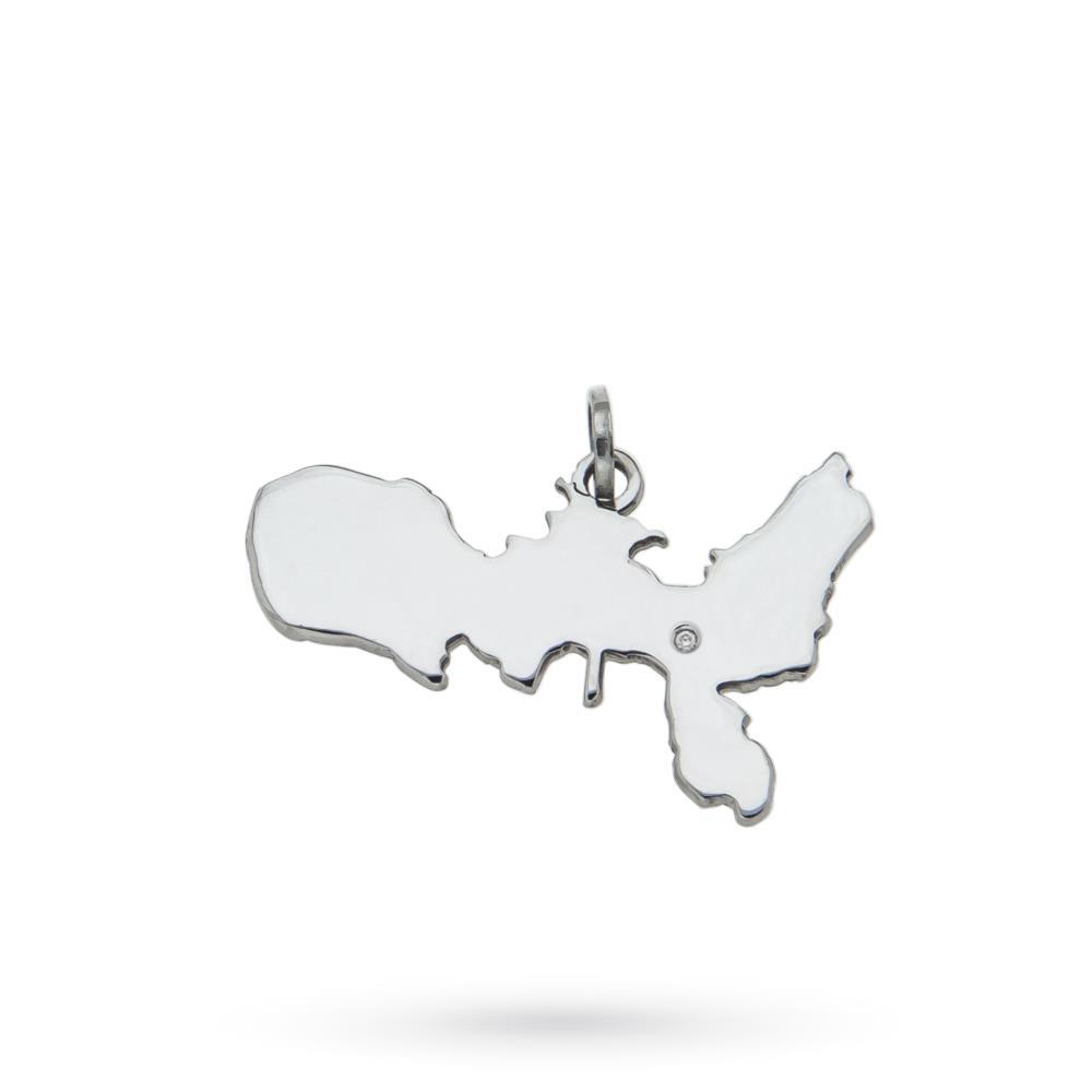 Ciondolo Isola d&#039;Elba in argento con diamante - CICALA