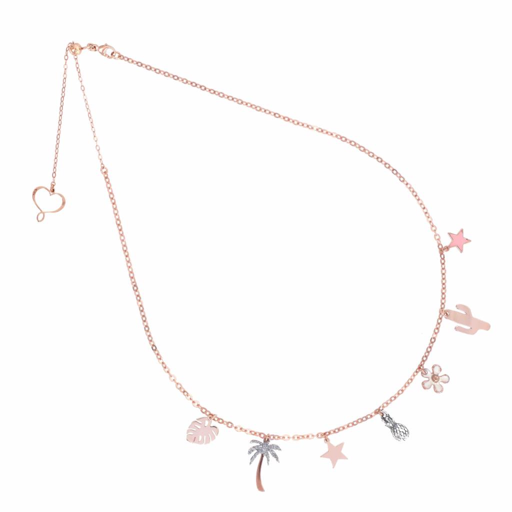 Necklace with charms in 925 silver plated in rose gold - MAMAN ET SOPHIE