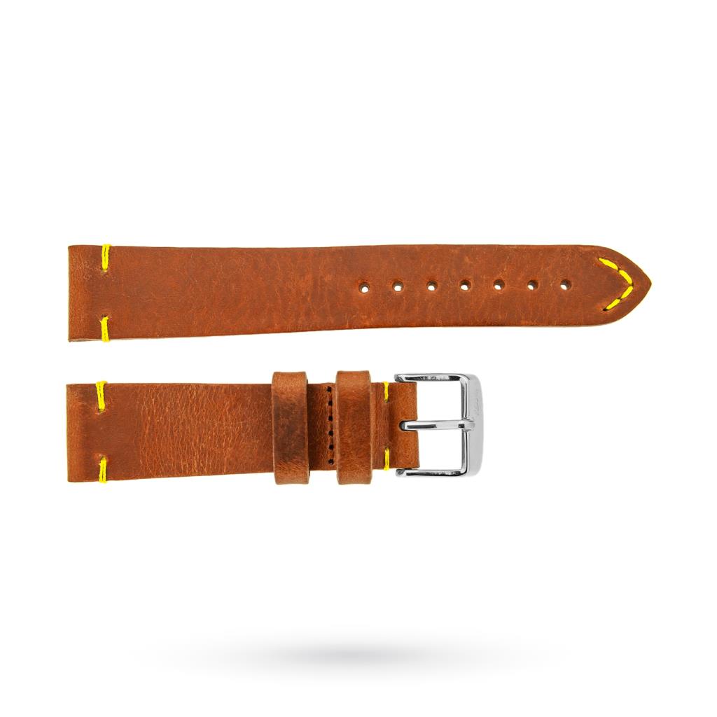 Honey leather strap with yellow stitching 20-18mm - BROS