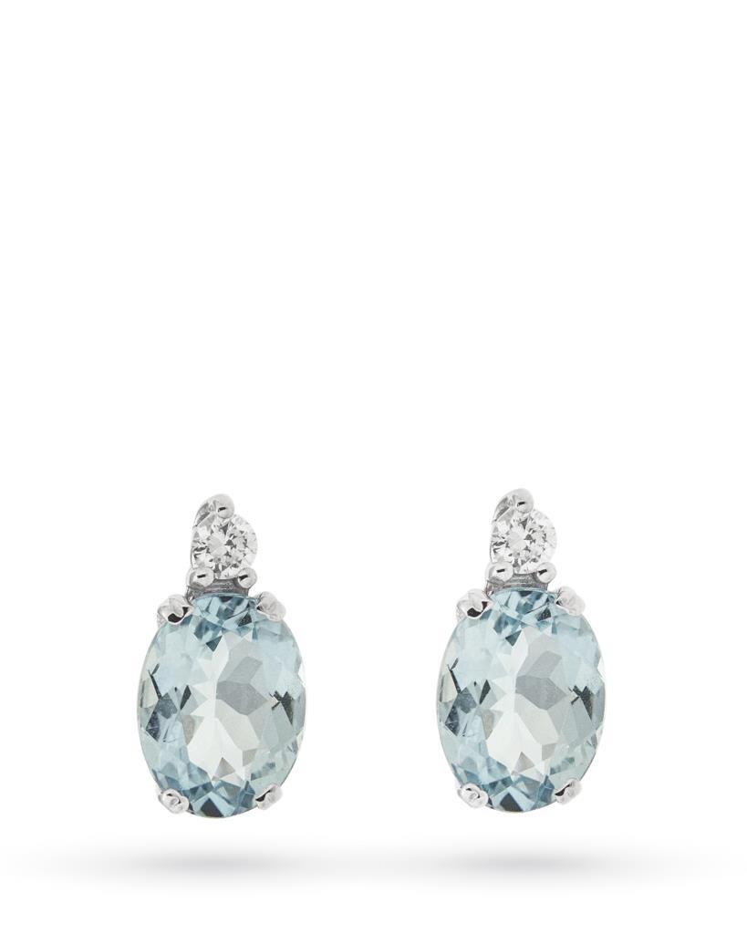 18kt white gold earrings with 2,30ct aquamarine and diamond 0,11ct  - CICALA