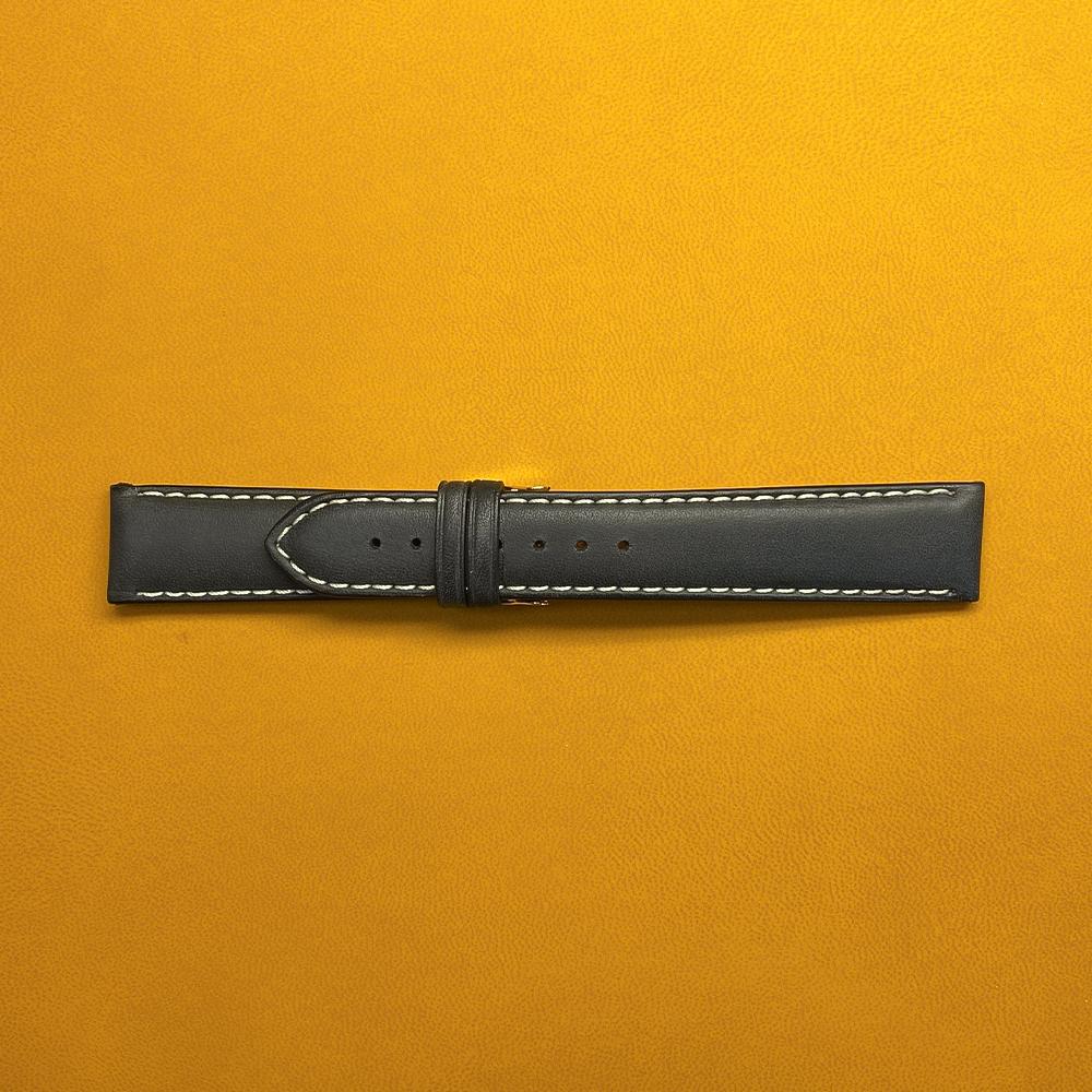 Matte black French leather strap 20-18mm - BROS