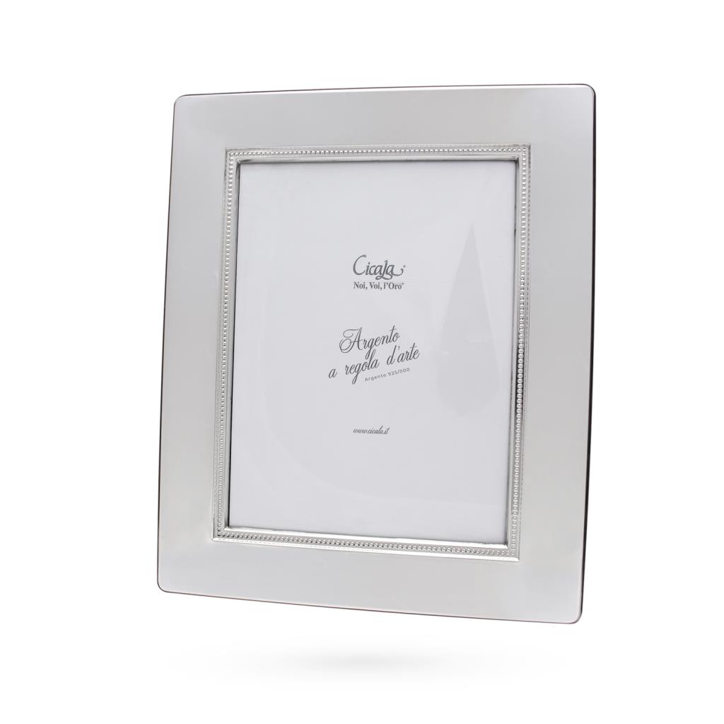 Silver photo frame 18x24 cm smooth decorated edge - CICALA