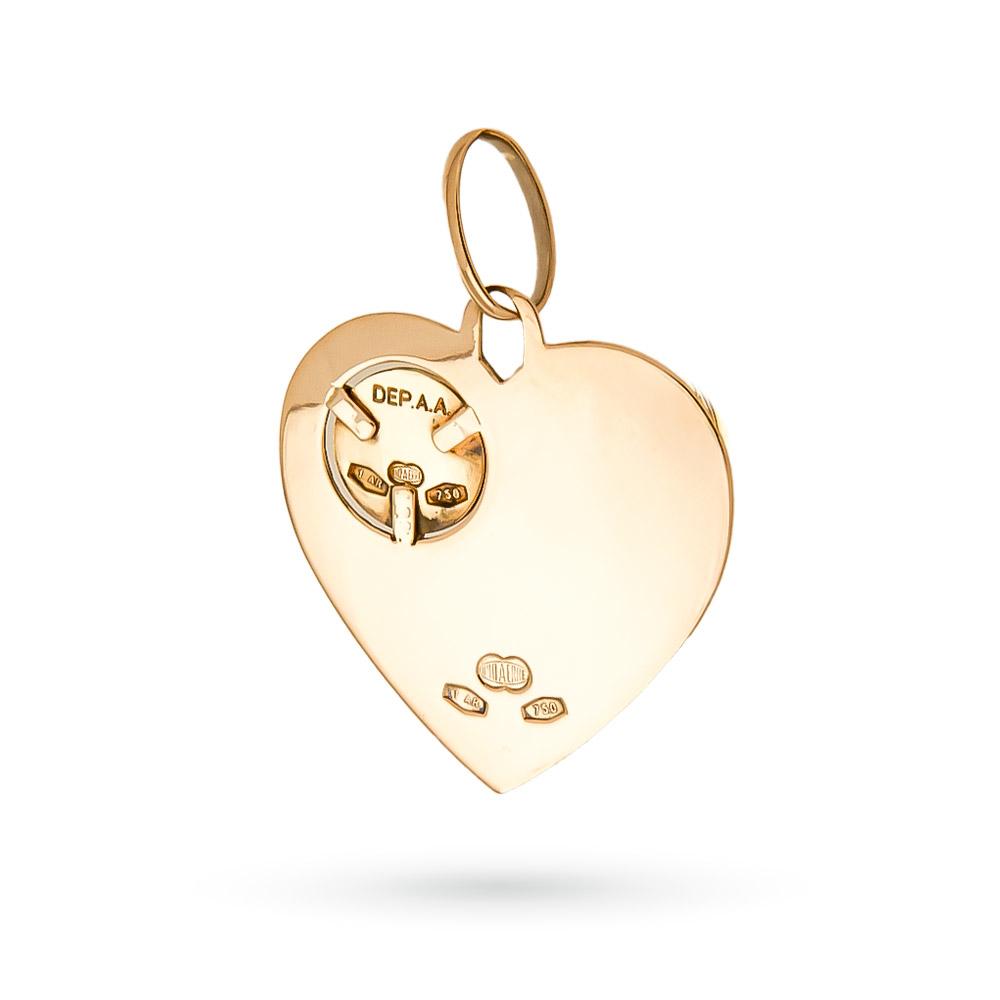  Ciondolo cuore Unoaerre in oro con rosa e medaglia - UNOAERRE