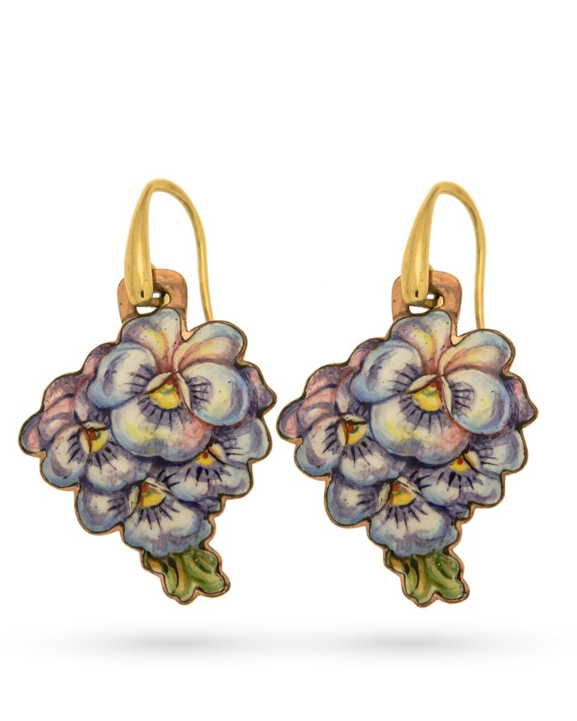 18kt yellow gold earrings with Pansy flowers - GABRIELLA RIVALTA