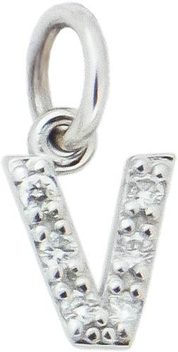 Ciondolo iniziale V stampatello h 5,30mm oro bianco diamanti - CICALA