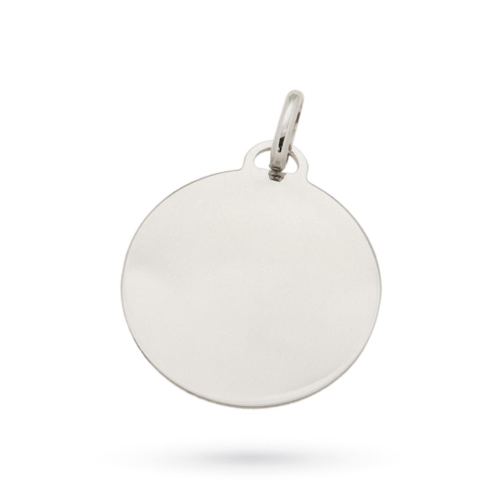 Ciondolo piastrina tonda in oro bianco 18kt - LUSSO ITALIANO