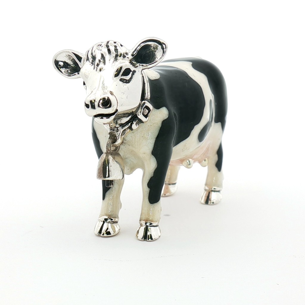 Mucca piccola smaltata Soprammobile Elegante Piccolo ST108-3 - SATURNO