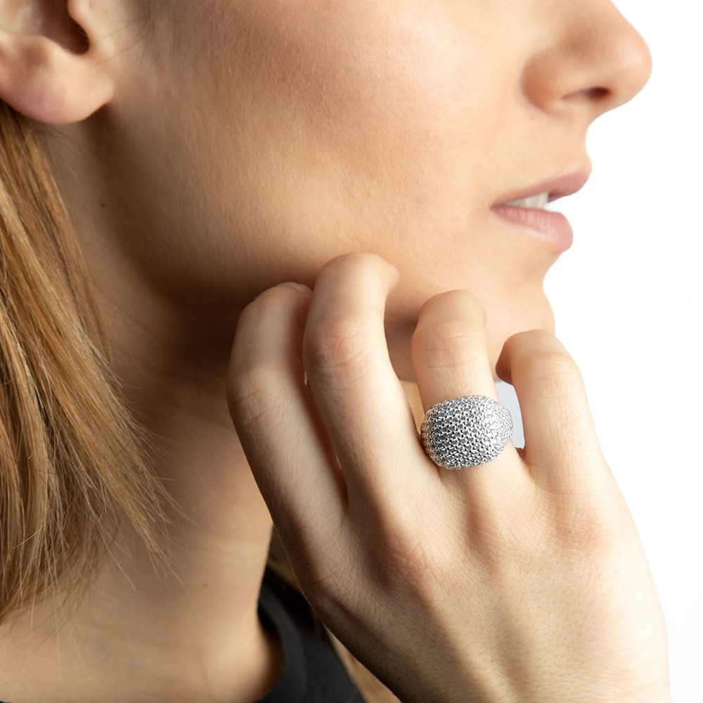 Chevalier quadrato zirconia cubica argento rodiato lucido Nove25 - NOVE25