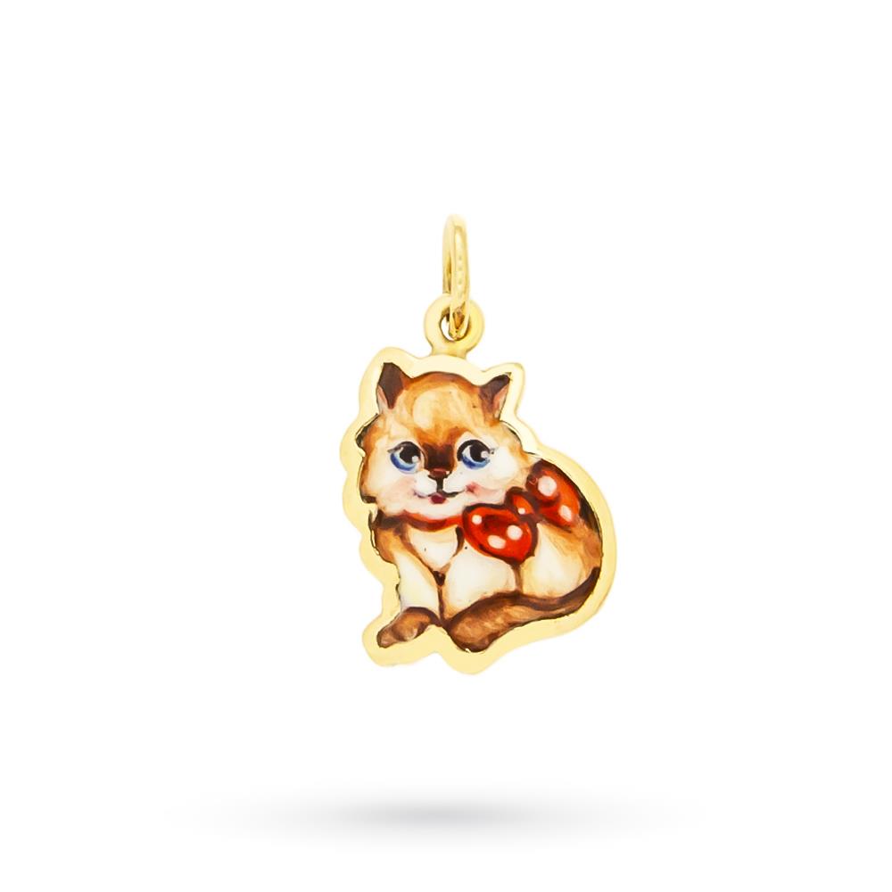Gabriella Rivalta kitten ribbon pendant gold - GABRIELLA RIVALTA