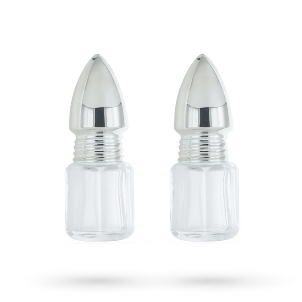 Salt and pepper set 925 silver glass polished tip - LUSSO ITALIANO