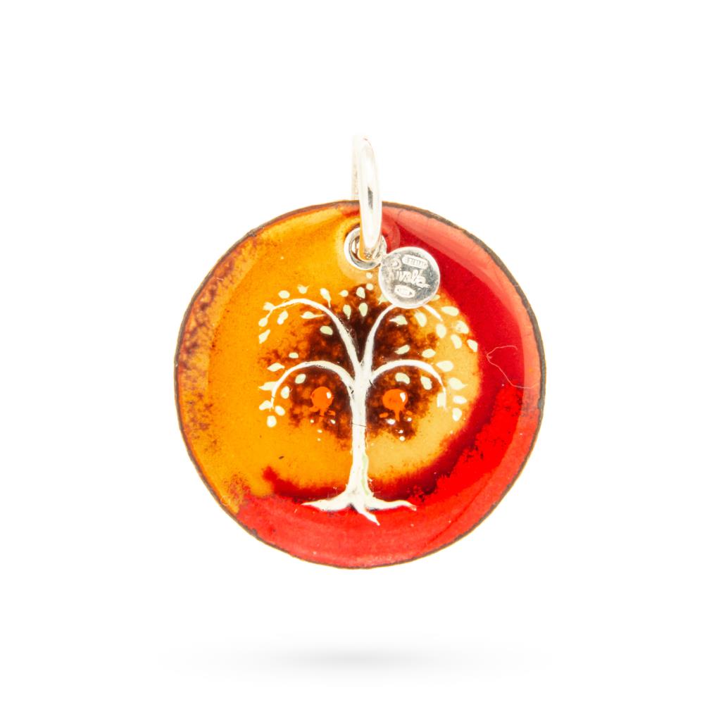 Gabriella Rivalta pomegranate tree pendant on enamelled silver - GABRIELLA RIVALTA