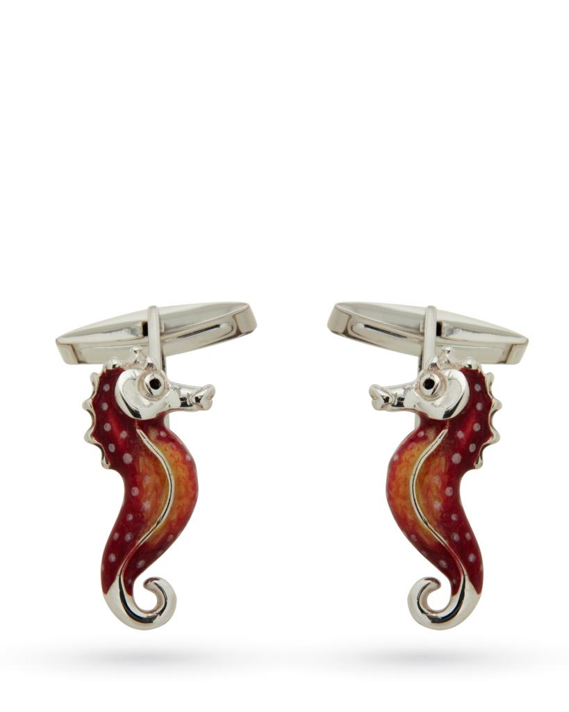 925 sterling silver cufflinks with enameled seahorses - SATURNO