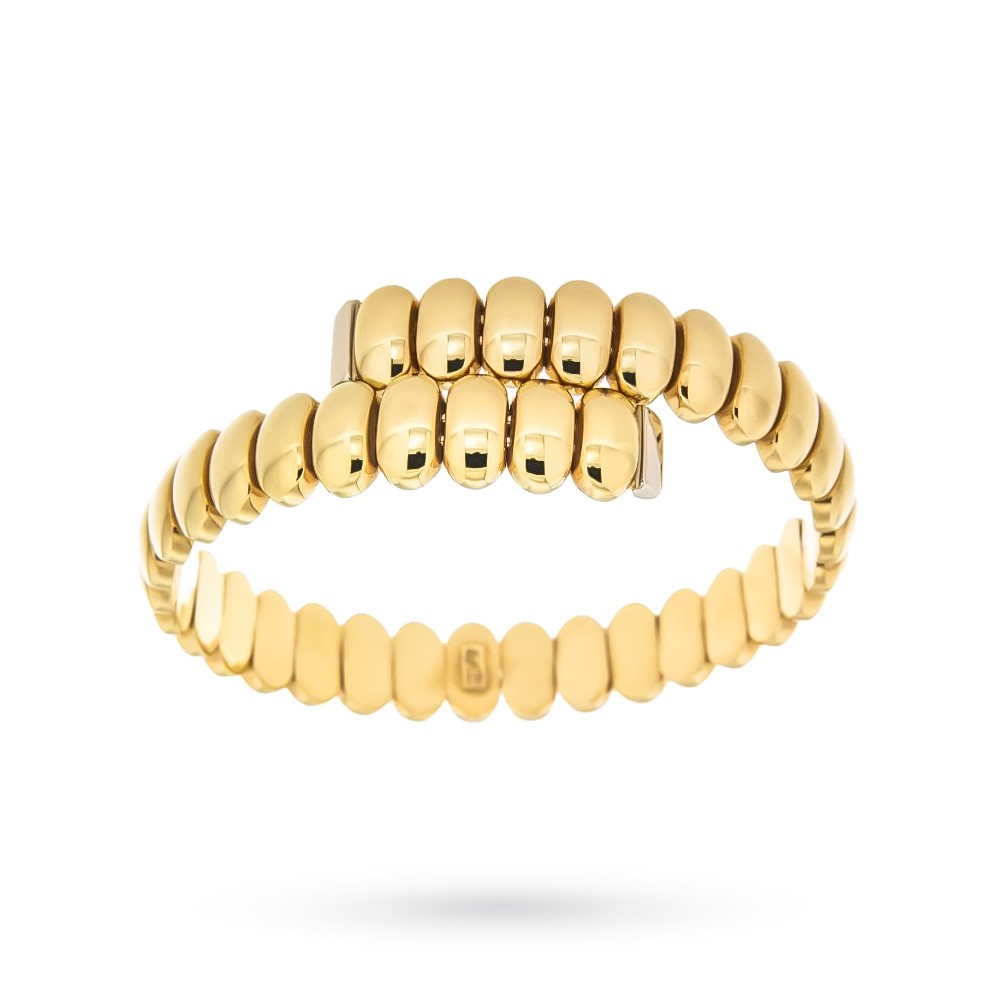 Bracciale rigido in oro giallo con ovalini lucidi - LUSSO ITALIANO