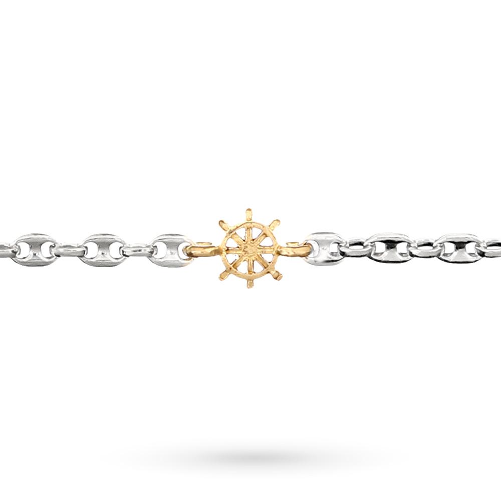 Dodo Mariani 925 silver 9kt gold rudder bracelet 18cm - DODO MARIANI