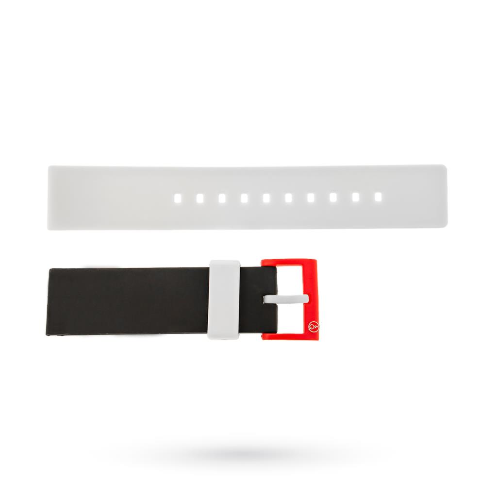 20mm white black red patterned rubber strap - LUSSO ITALIANO