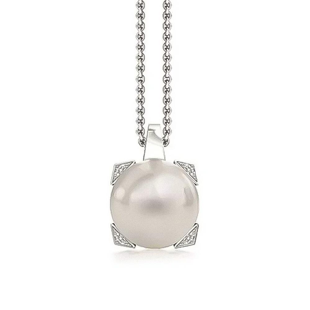 Girocollo con perla Akoya giapponese Ø 8,5-9 mm e diamanti - COSCIA