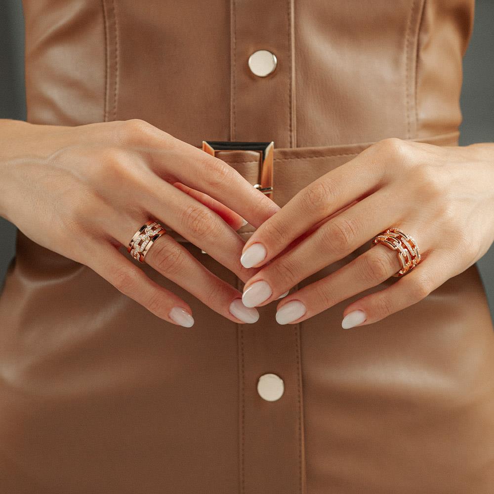  Anello catena oro rosa diamanti 0,37ct RFJewels - RF JEWELS