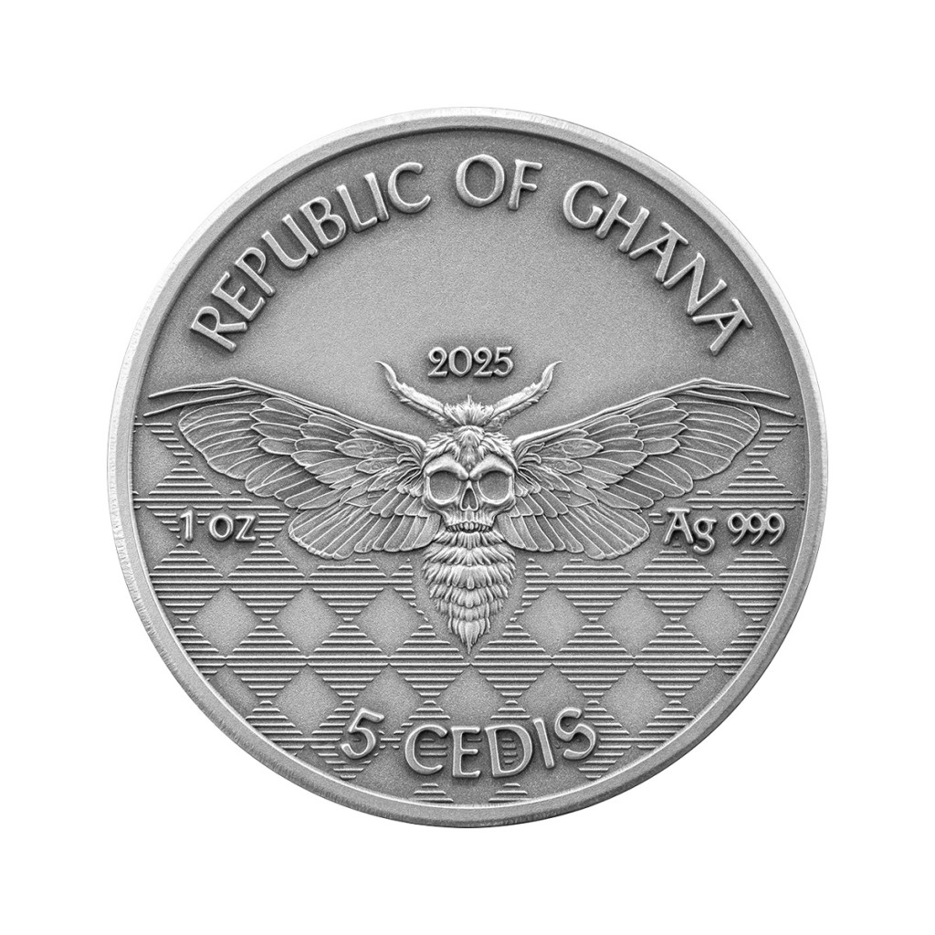 Gangster Memento Mori 1 Oz Argento 5 Cedis Ghana 2025 - TWC TOP WORLD COINS