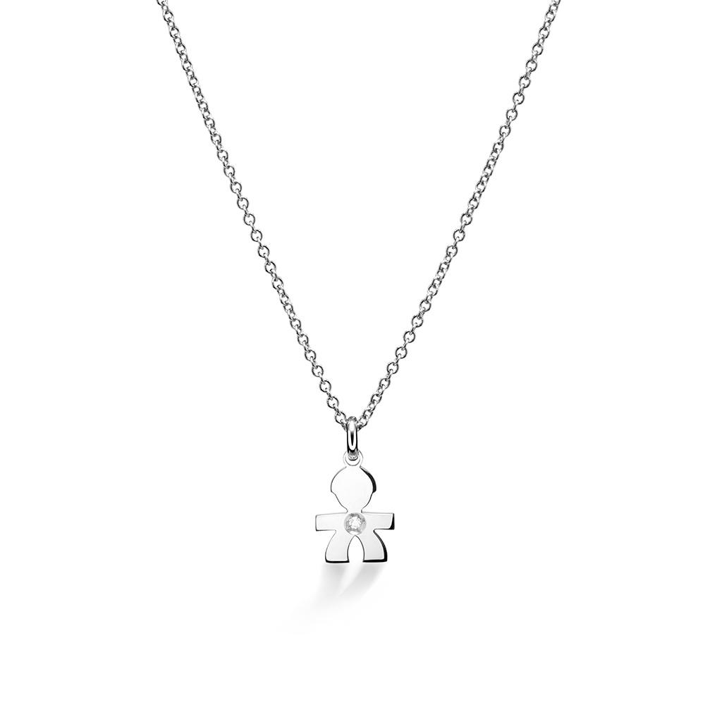 Collana sottile con piccolo ciondolo sagoma bambino con diamante