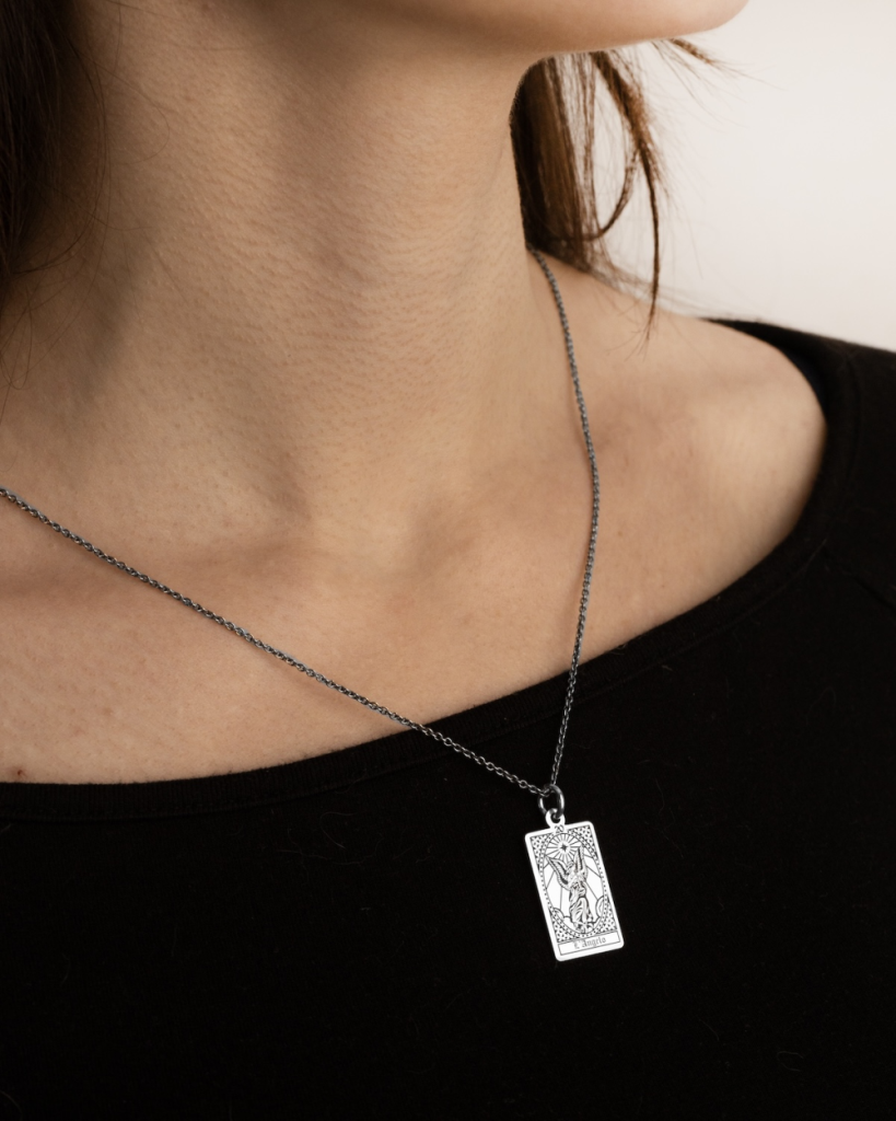  Ciondolo Carta Tarocchi La Papessa in argento 925 Grande - NOVE25