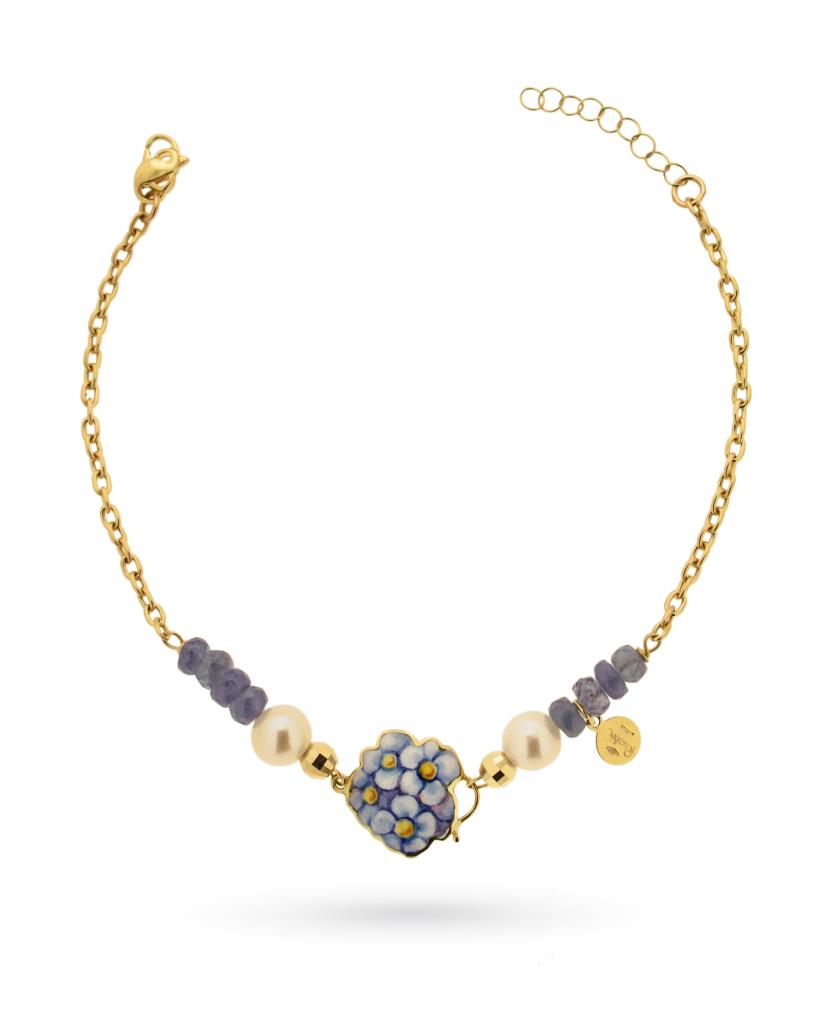 Bracciale Gabriella Rivalta fiore Non ti scordar di me 2 perle e zaffiri - GABRIELLA RIVALTA