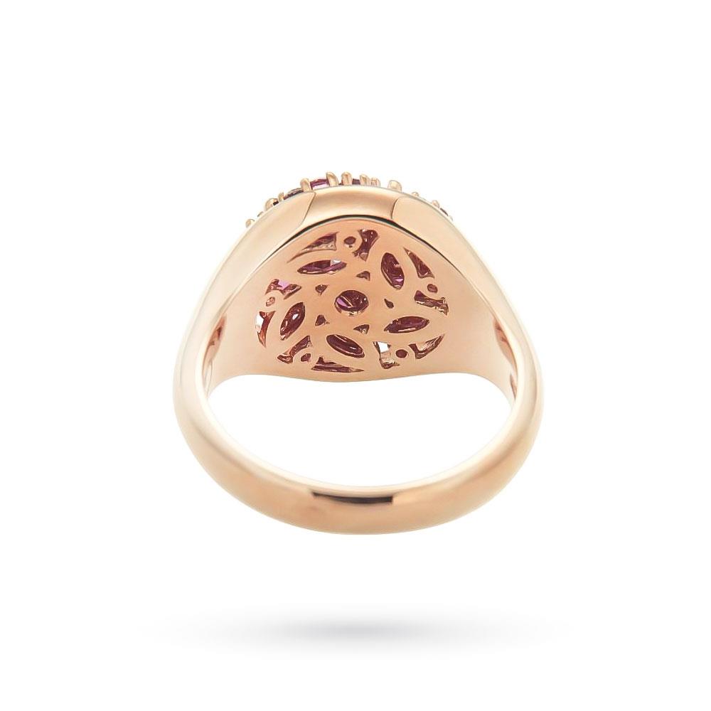  Chevalier ring in rose gold with topaz, amethyst and diamond flower - ORO TREND
